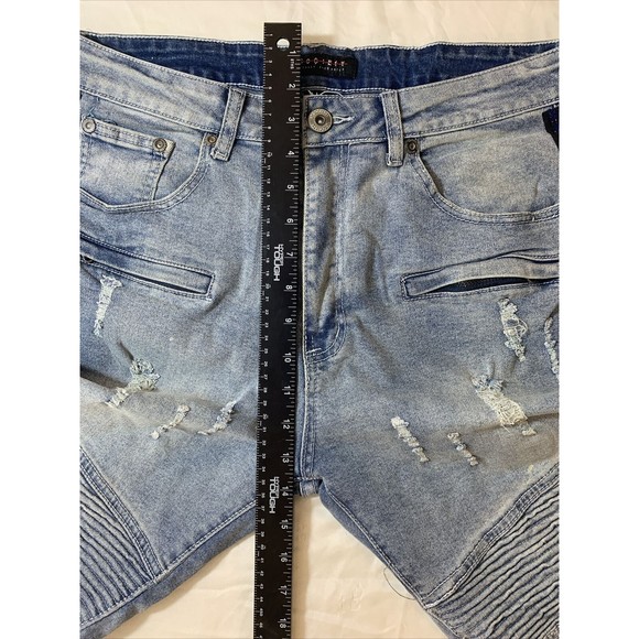 M.Society Politically Incorrect Denim Jean Shorts Size 34 7 Pockets Distressed - Picture 11 of 12